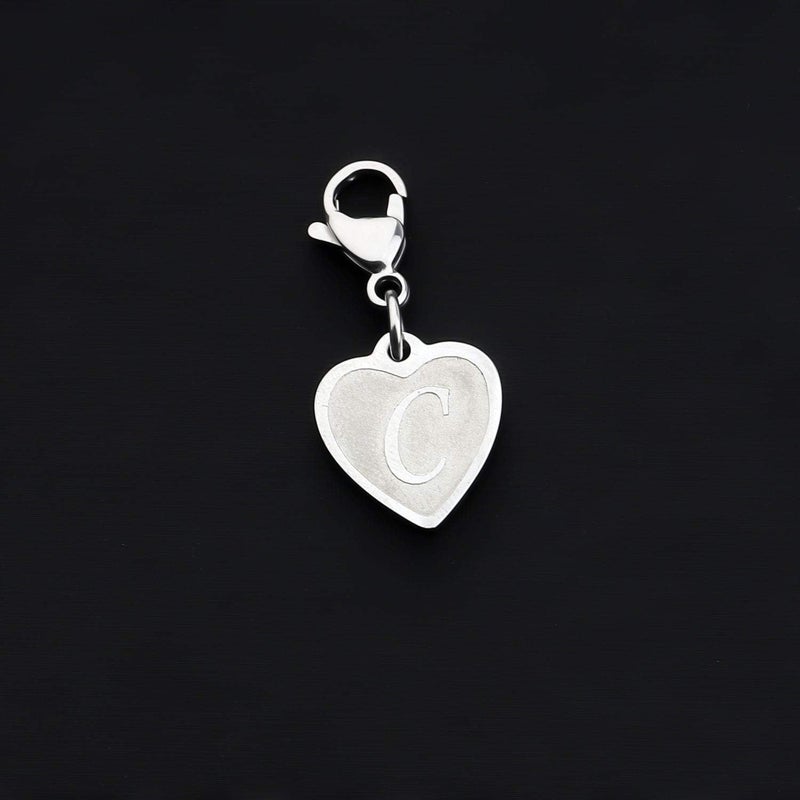 FAADBUK Initial Letter A-Z Alphabet Heart Charms for Jewelry Bracelet Keychain Necklace Initial Stainless steel Clasp Clip on Charm - Image 4